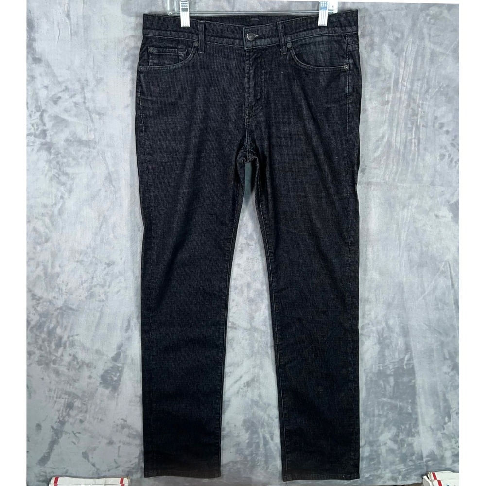 7 For All Mankind Slimmy Jeans Pants Mens 34x32 Black Straight Stretch